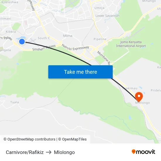 Carnivore/Rafikiz to Mlolongo map