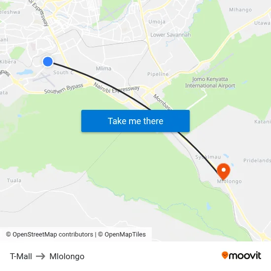 T-Mall to Mlolongo map