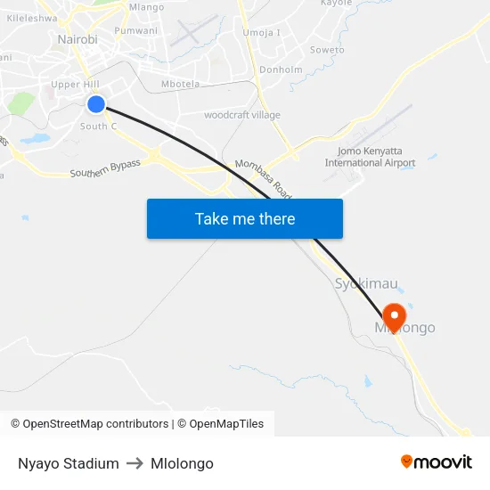 Nyayo Stadium to Mlolongo map