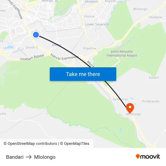 Bandari to Mlolongo map