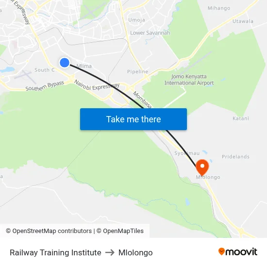 Railway Training Institute to Mlolongo map