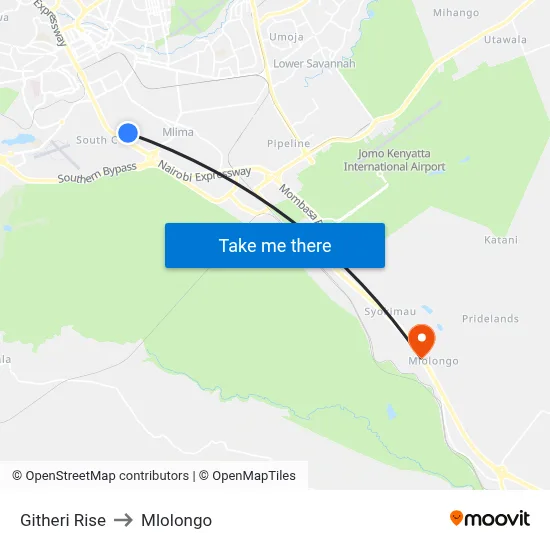 Githeri Rise to Mlolongo map