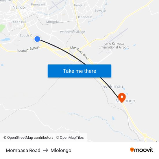 Mombasa Road to Mlolongo map