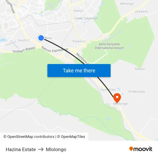 Hazina Estate to Mlolongo map