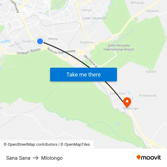 Sana Sana to Mlolongo map