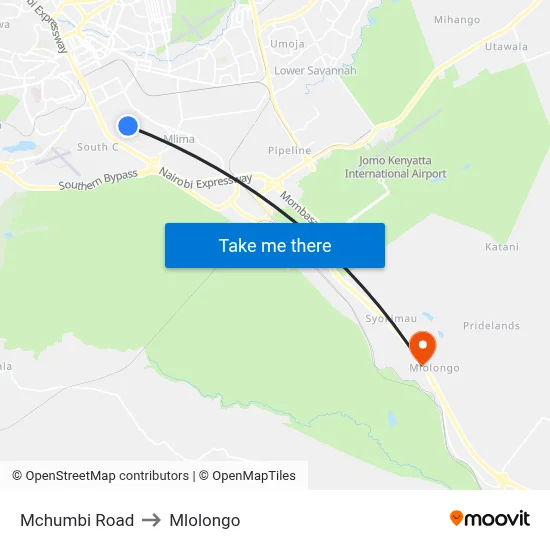 Mchumbi Road to Mlolongo map