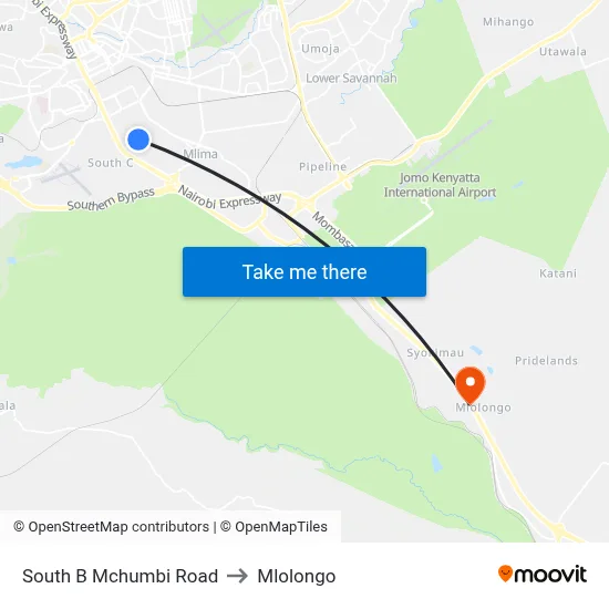 South B Mchumbi Road to Mlolongo map