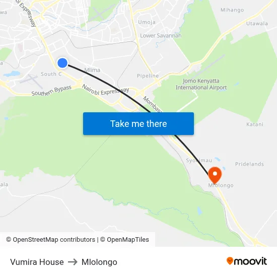 Vumira House to Mlolongo map