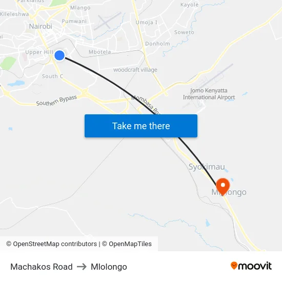 Machakos Road to Mlolongo map