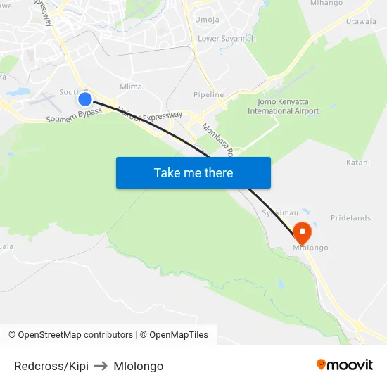 Redcross/Kipi to Mlolongo map