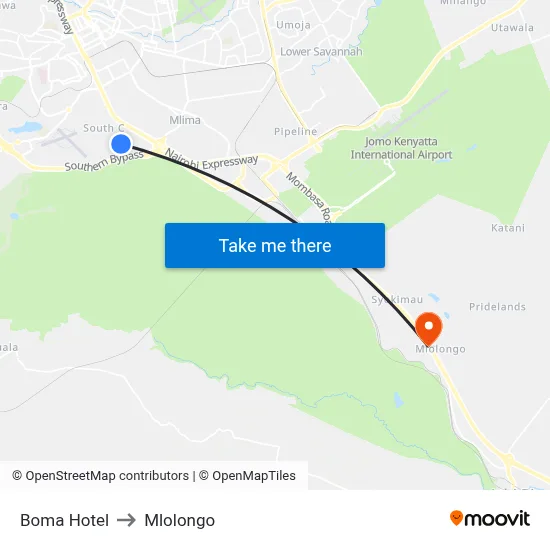 Boma Hotel to Mlolongo map