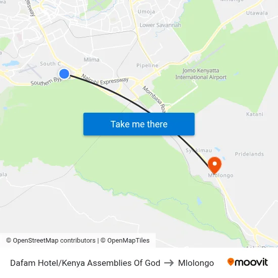 Dafam Hotel/Kenya Assemblies Of God to Mlolongo map
