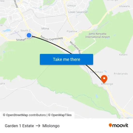 Garden 1 Estate to Mlolongo map