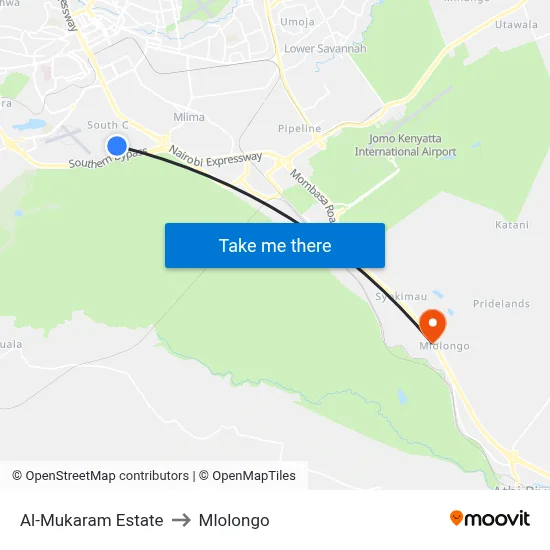 Al-Mukaram Estate to Mlolongo map