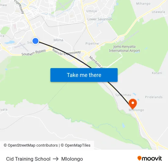 Cid Training School to Mlolongo map
