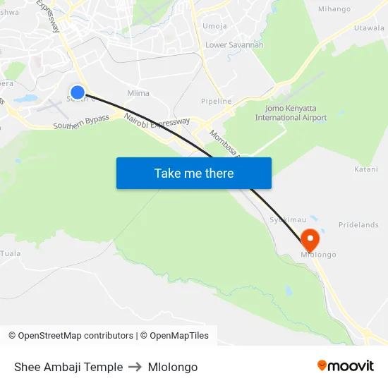 Shee Ambaji Temple to Mlolongo map