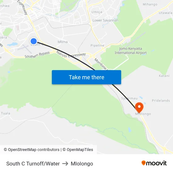 South C Turnoff/Water to Mlolongo map