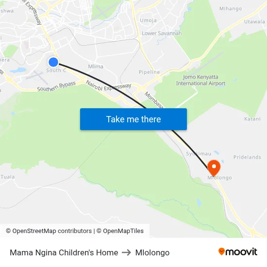 Mama Ngina Children's Home to Mlolongo map