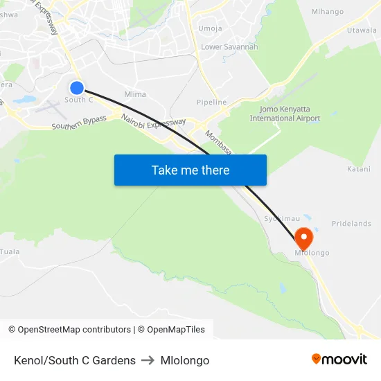 Kenol/South C Gardens to Mlolongo map