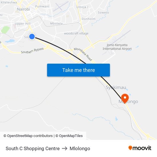 South C Shopping Centre to Mlolongo map