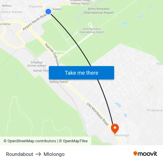 Roundabout to Mlolongo map