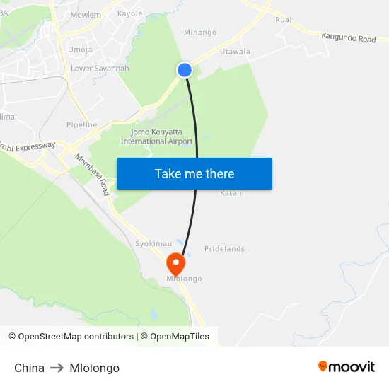 China to Mlolongo map