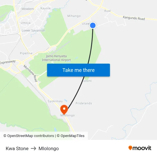 Kwa Stone to Mlolongo map