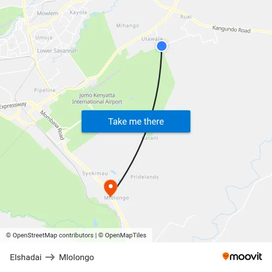 Elshadai to Mlolongo map