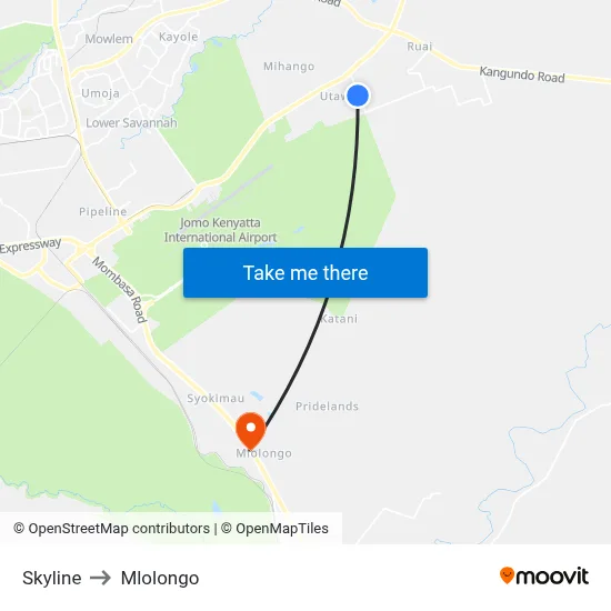 Skyline to Mlolongo map