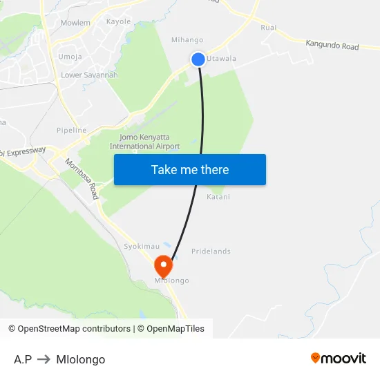 A.P to Mlolongo map