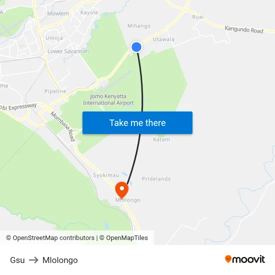 Gsu to Mlolongo map