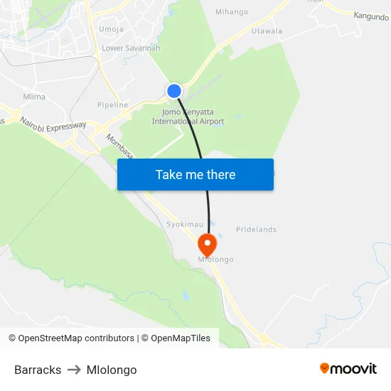 Barracks to Mlolongo map