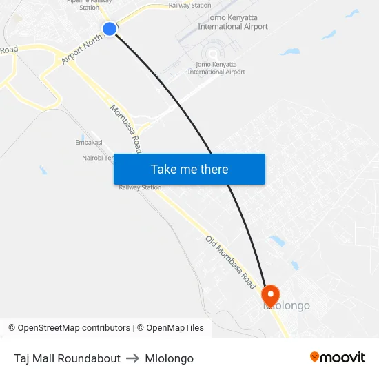 Taj Mall Roundabout to Mlolongo map