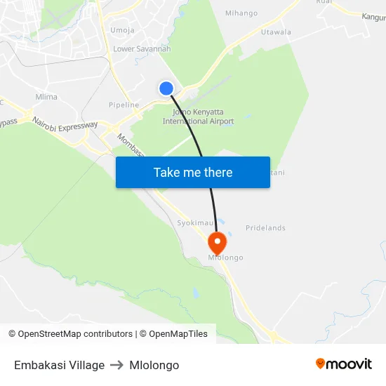 Embakasi Village to Mlolongo map