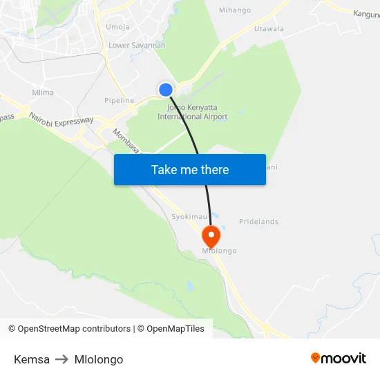 Kemsa to Mlolongo map