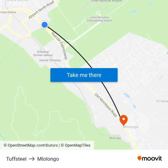 Tuffsteel to Mlolongo map