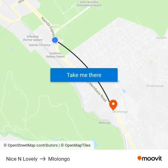Nice N Lovely to Mlolongo map