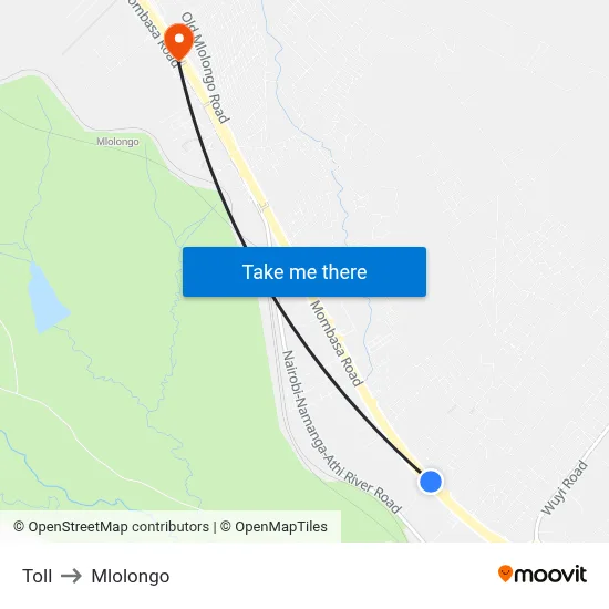 Toll to Mlolongo map