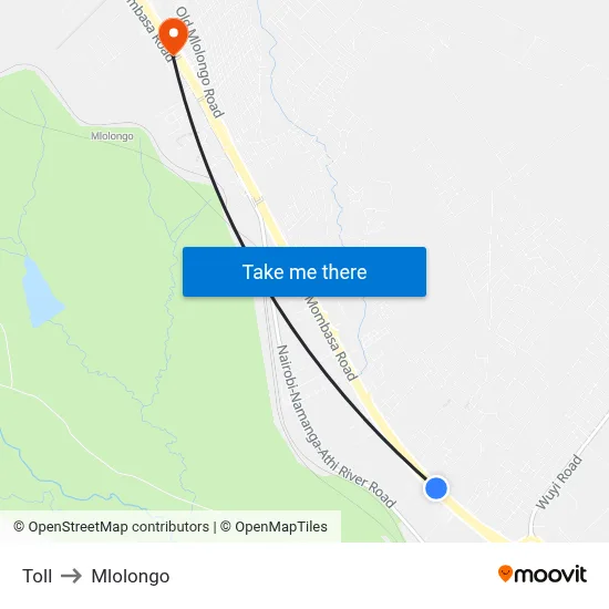 Toll to Mlolongo map
