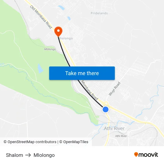 Shalom to Mlolongo map