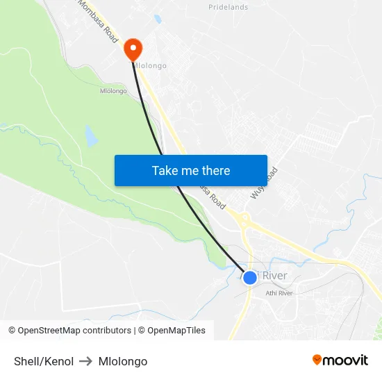 Shell/Kenol to Mlolongo map