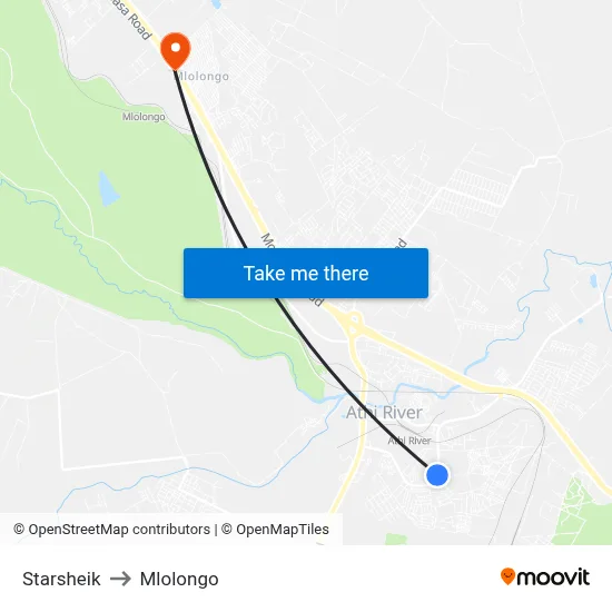 Starsheik to Mlolongo map
