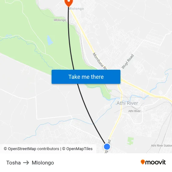 Tosha to Mlolongo map
