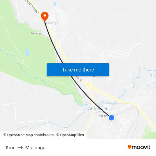 Kmc to Mlolongo map