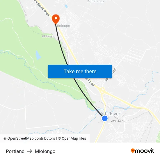 Portland to Mlolongo map