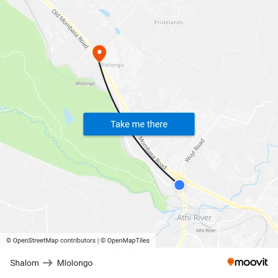 Shalom to Mlolongo map