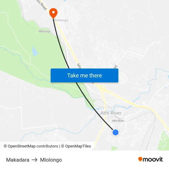 Makadara to Mlolongo map