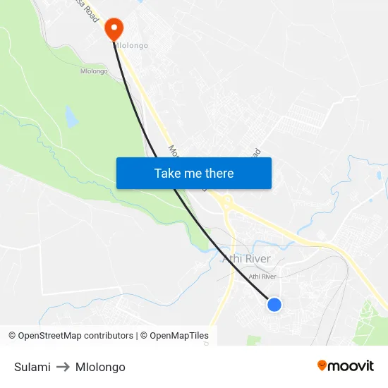 Sulami to Mlolongo map