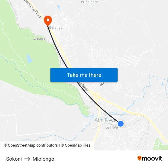 Sokoni to Mlolongo map