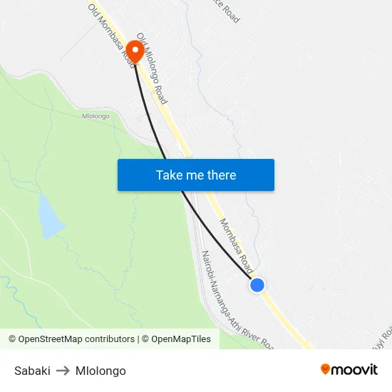 Sabaki to Mlolongo map